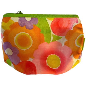 Clinique Pink Orange Green Floral Cosmetic Bag